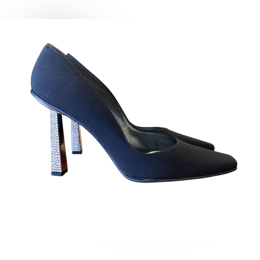Black Women's Crystal-Accent Pointed Toe Heels